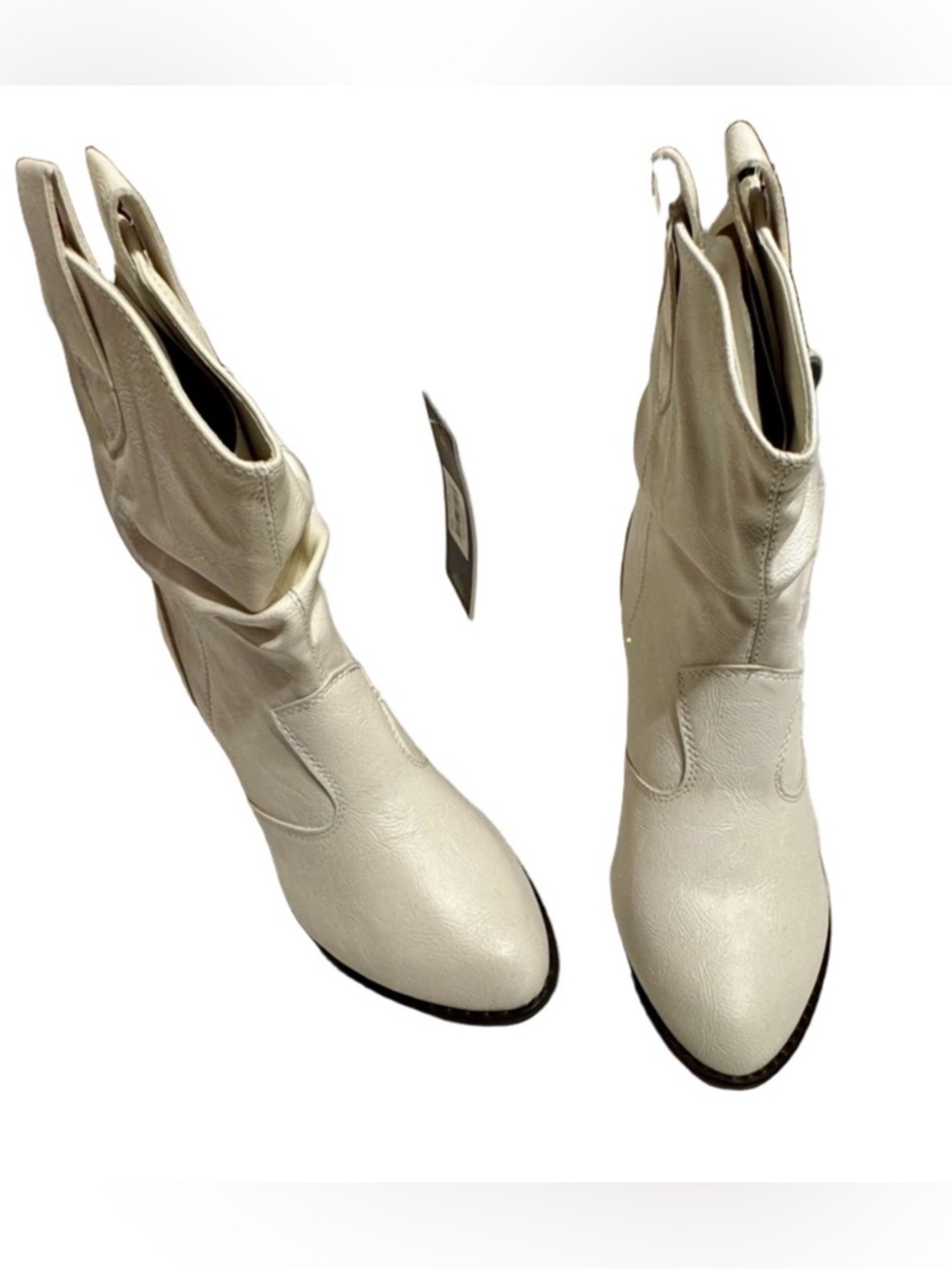 Charles Albert‎ White Faux-Leather Western Ankle Booties - Picture 8 of 8